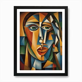 Colorful Cubism Female Portrait Picasso & Braque Inspired Art Art Print