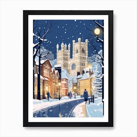 Winter Travel Night Illustration Windsor United Kingdom 4 Art Print