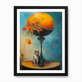 Paradise With A Cat 2 Dali Surrealism Style Art Print