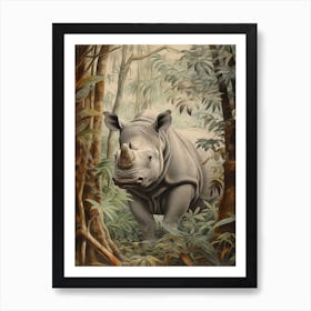 Rhino Deep In The Nature 8 Art Print