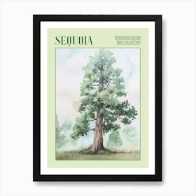 Sequoia Tree Atmospheric Watercolour Painting 8 Poster Art Print