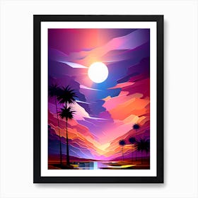 Abstract Sunset With Palm Trees Art Print