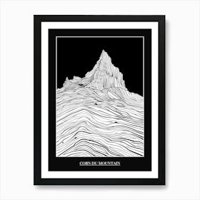 Corn Du Mountain Line Drawing 3 Poster Art Print