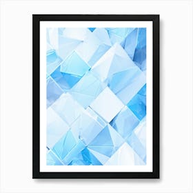 Abstract Geometric Composition Integrating Polygons Soft White And Blue Hues And Transparent Ice (5) Art Print