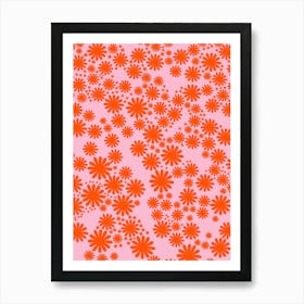 Daisy Garden | 03 - Orange And Pink Art Print