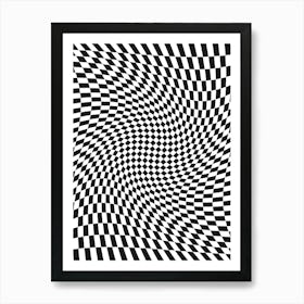 Abstract Black And White Checkered Pattern Art Print