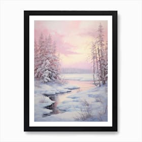 Dreamy Winter Painting Rovaniemi Finland 1 Art Print