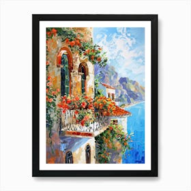 Balcony View Painting In Amalfi 3 Art Print