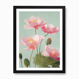 Lotus Flowers Acrylic Painting In Pastel Colours 12 Art Print