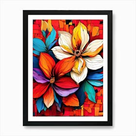 Mosaic Flower Painting Art Print