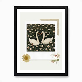 Scrapbook Swans Fairycore Painting 1 Art Print