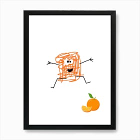 Orange Slice.A work of art. Children's rooms. Nursery. A simple, expressive and educational artistic style. Art Print