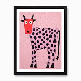 Pink Polka Dot Cow 1 Art Print
