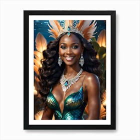 African American Mermaid Goddess Art Print