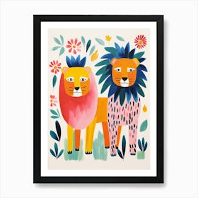 Colourful Kids Animal Art Lion 11 Art Print