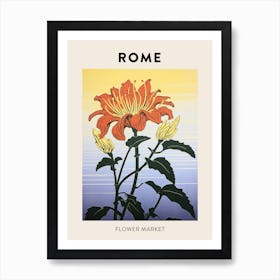 Rome Italy Botanical Flower Market Poster Art Print