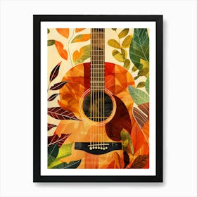 Guitar In Autumn Leaves music art Art Print