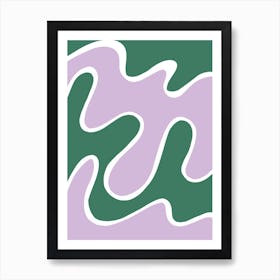 Lilac and Green Waves Art Print