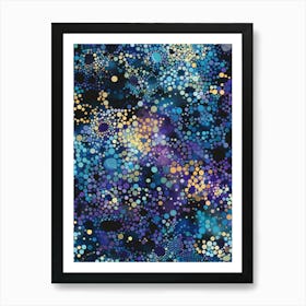 Blue And Gold Dots Art Print