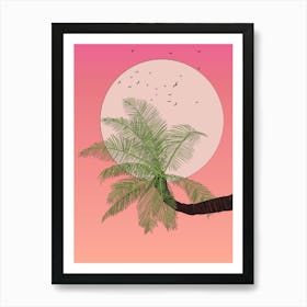 Palm Tree At Dusk 1 Art Print