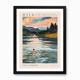 Wild Swimming At Loch Lomond Scotland 2 Poster Art Print