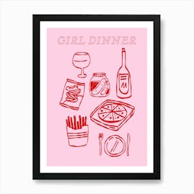 Girl Dinner - Pink & Red 1 Art Print