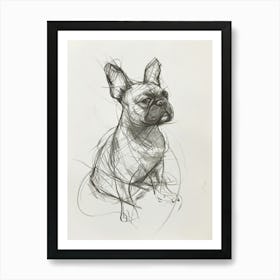 French Bulldog Charcoal Line 2 Art Print