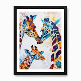 Giraffe & Calf Colourful Pattern 1 Art Print
