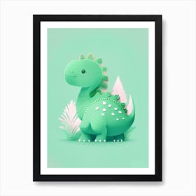 Alectrosaurus Cute Mint Dinosaur Art Print