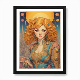 Young Woman In Space Art Print