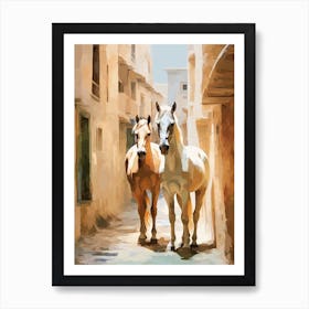 Horses Painting In Siena, Italy 4 Art Print