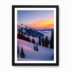 Davos, Switzerland Sunrise Skiing Poster Art Print