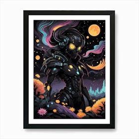 Alien Girl In Space Art Print