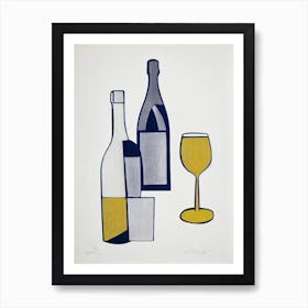 Blanc De Blancs 2 Picasso Line Drawing Cocktail Poster Art Print