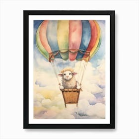Baby Sheep 1 In A Hot Air Balloon Art Print