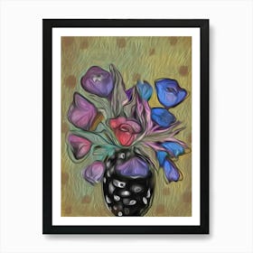 FLORA DAZE -"into the Garden" Abstract Flower with Polka Dot Vase by "COLT x WILDE"  Art Print