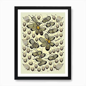 Swarm Of Bees 3 William Morris Style Art Print