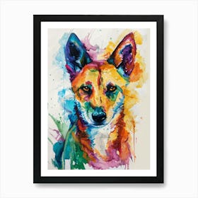 Dingo Colourful Watercolour 3 Art Print