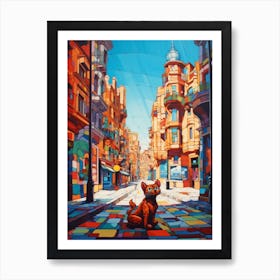 Painting Of Buenos Aires With A Cat In The Style Of Post Modernism 3 Art Print