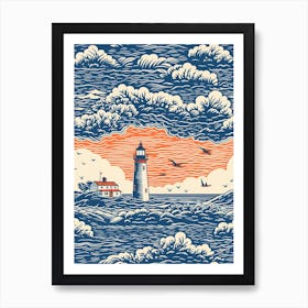 Cape Cod In Massachussetts, Inspired Travel Pattern 3 Art Print