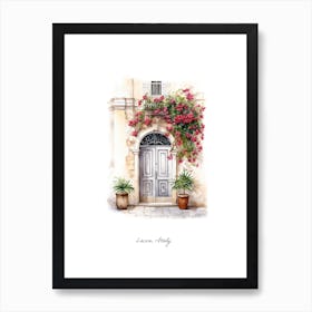 Lecce, Italy   Mediterranean Doors Watercolour Painting 4 Poster Art Print