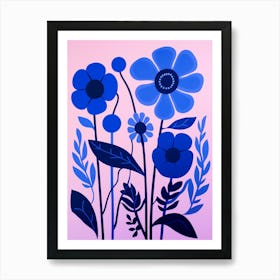 Blue Flower Illustration Lilac 2 Art Print