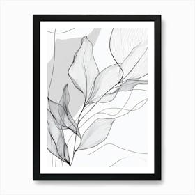 Abstract Black And White Leaves Art Print