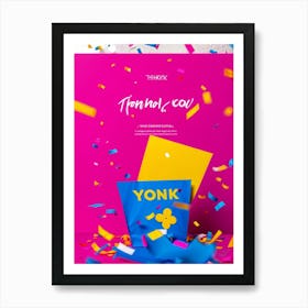 A Vibrant Graphic Design Featuring A Three Dimensional Lettering Thank You Floating Amidst Confe (7) Art Print