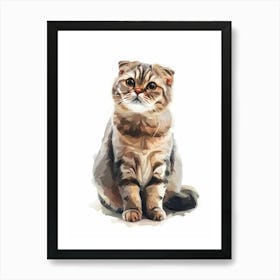 Scottish Fold Cat Clipart Illustration 2 Art Print