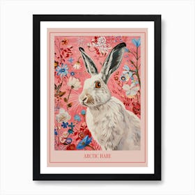 Floral Animal Painting Arctic Hare 1 Poster Art Print