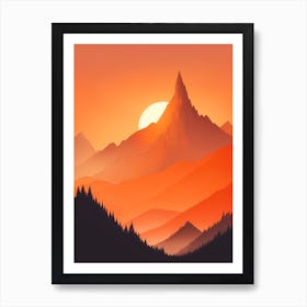 Misty Mountains Vertical Composition In Orange Tone 52 Art Print