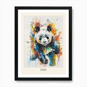 Panda Colourful Watercolour 4 Poster Art Print