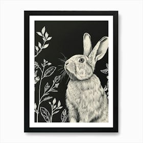 English Lop Rabbit Minimalist Illustration 2 Art Print