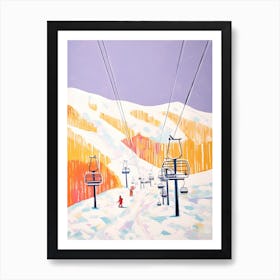 Aspen Snowmass   Colorado, Usa, Ski Resort Pastel Colours Illustration 2 Art Print